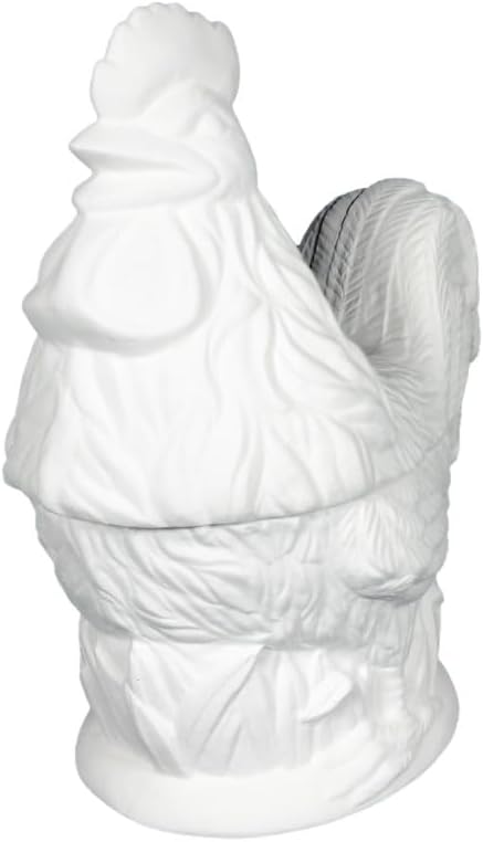 Rooster Sugar Bowl, Ready to Paint Ceramic Bisque, Unglazed Inside, Unpainted