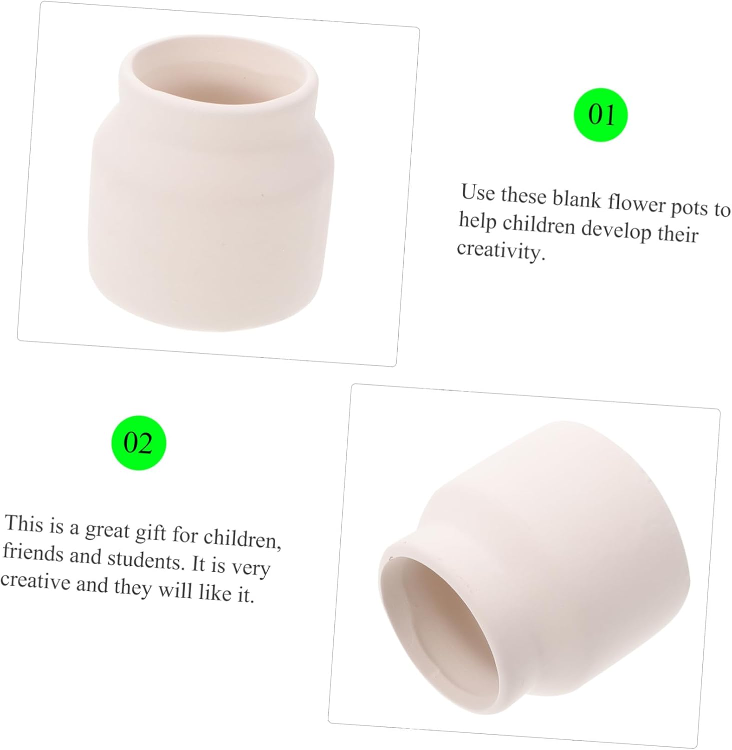 Hemoton 2pcs DIY Hand-Painted Flower Pot Ceramic Planters Coloring Flower Pots for Indoor Decor