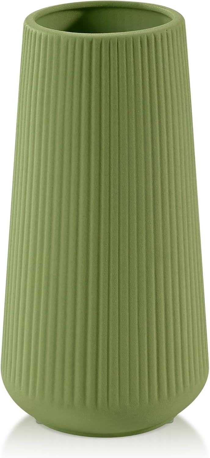 White Ceramic Vase, GUKJOB Small Cute Flower Vase for Pampas Grass, Home, Living Room, Dining Table, Farmhouse, Office Decor, Bedroom, Table, and Kitchen Shelf (White)