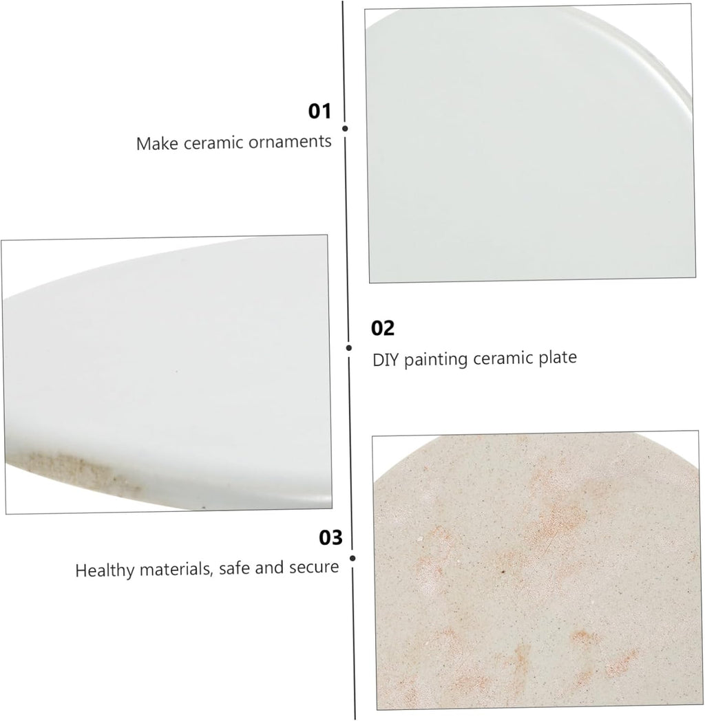 Unfinished Blank Ceramic Plate DIY Art Adornment for Hand Painting Smooth Surface for Creative Projects for Artists Paintable Ceramic Decor
