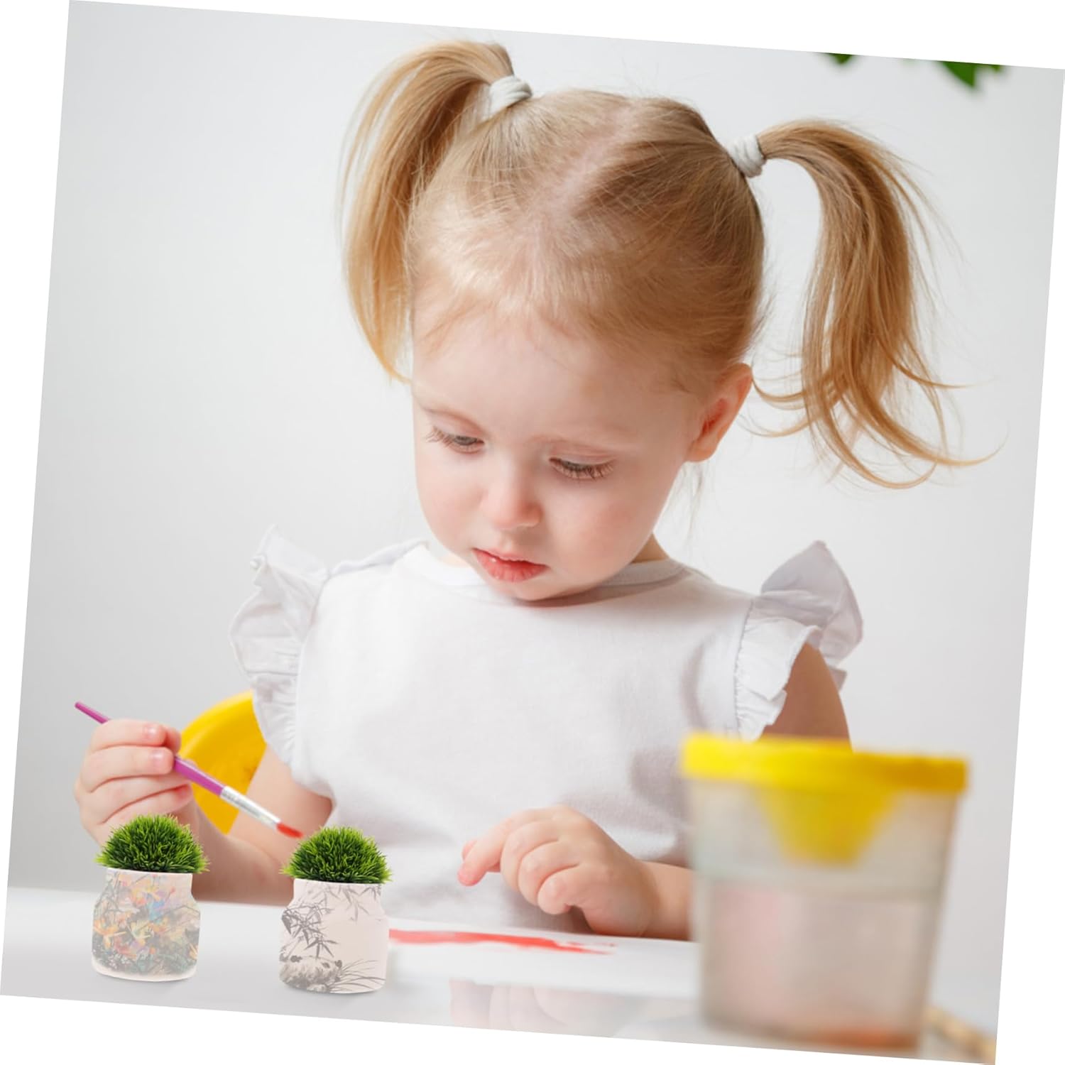 Hemoton 2pcs DIY Hand-Painted Flower Pot Ceramic Planters Coloring Flower Pots for Indoor Decor