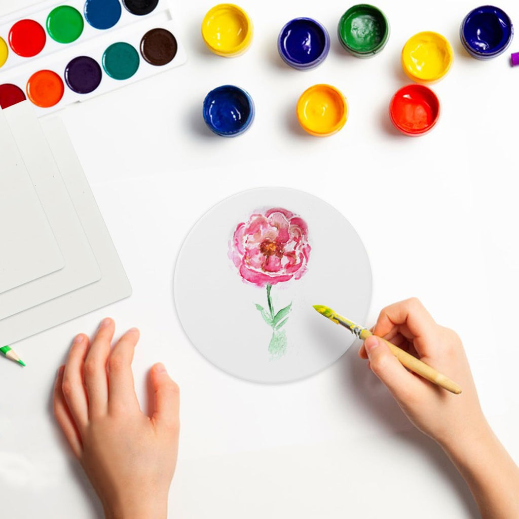 40 Pieces 4 Inch Round Blank Ceramic Coasters, Unglazed Ceramic Tiles Coasters, Ceramic Tiles with Cork Backing Pads for Painting, DIY Crafts, Mosaics, Circular, White.by GNIEMCKIN.