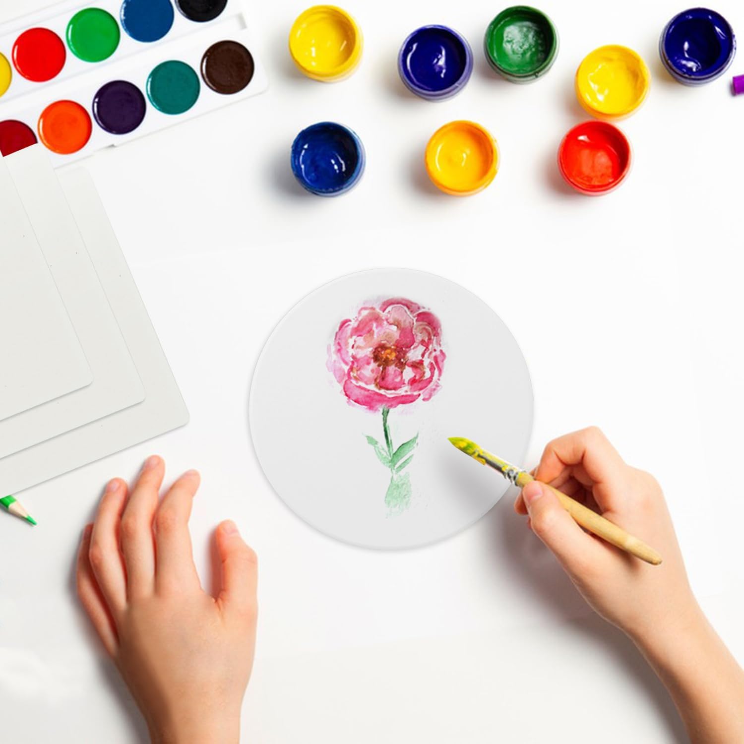 40 Pieces 4 Inch Round Blank Ceramic Coasters, Unglazed Ceramic Tiles Coasters, Ceramic Tiles with Cork Backing Pads for Painting, DIY Crafts, Mosaics, Circular, White.by GNIEMCKIN.