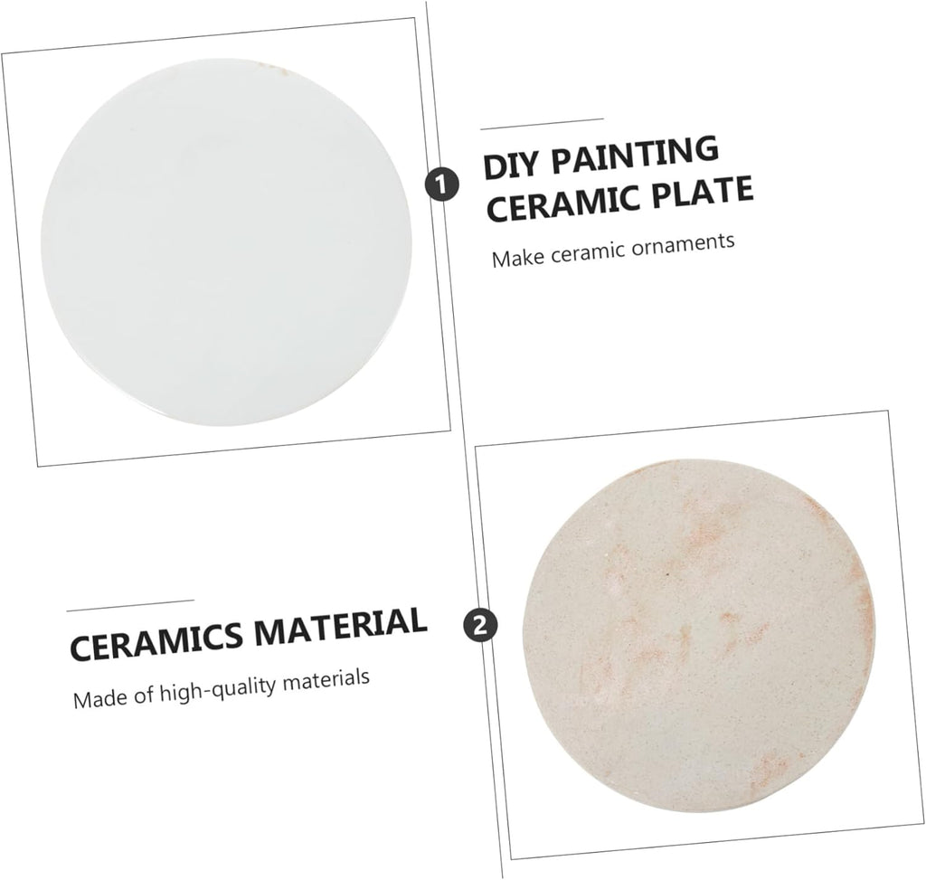 Unfinished Blank Ceramic Plate DIY Art Adornment for Hand Painting Smooth Surface for Creative Projects for Artists Paintable Ceramic Decor