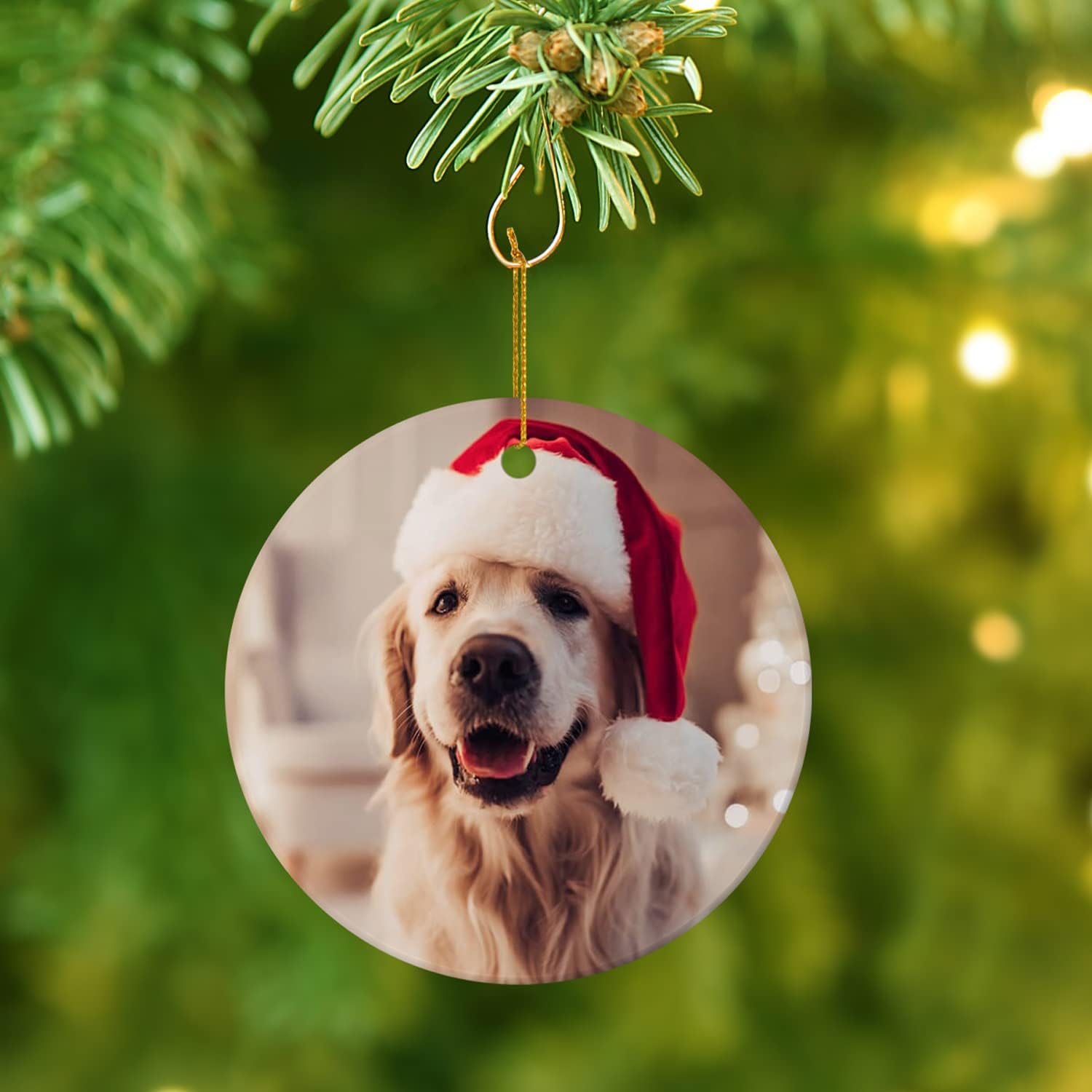 12 PCS Sublimation Ceramic Ornament Bulk White 3 Inch Round Blank Hanging Ornament with Gold String for Crafting DIY Personalized Home Decor Bulk