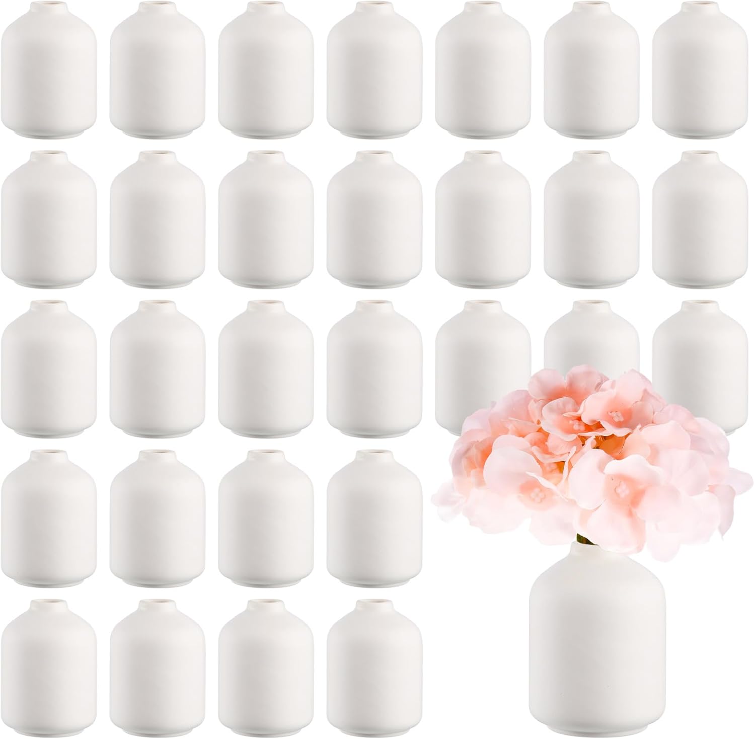 Tioncy 15 Set 3. 9"*2. 76" White Ceramic Bud Vases Bulk Boho Small Flower Wedding Centerpieces White Ceramic Vases for Dry Flowers Pampas Garss Home Valentines DIY Wedding Table Decor