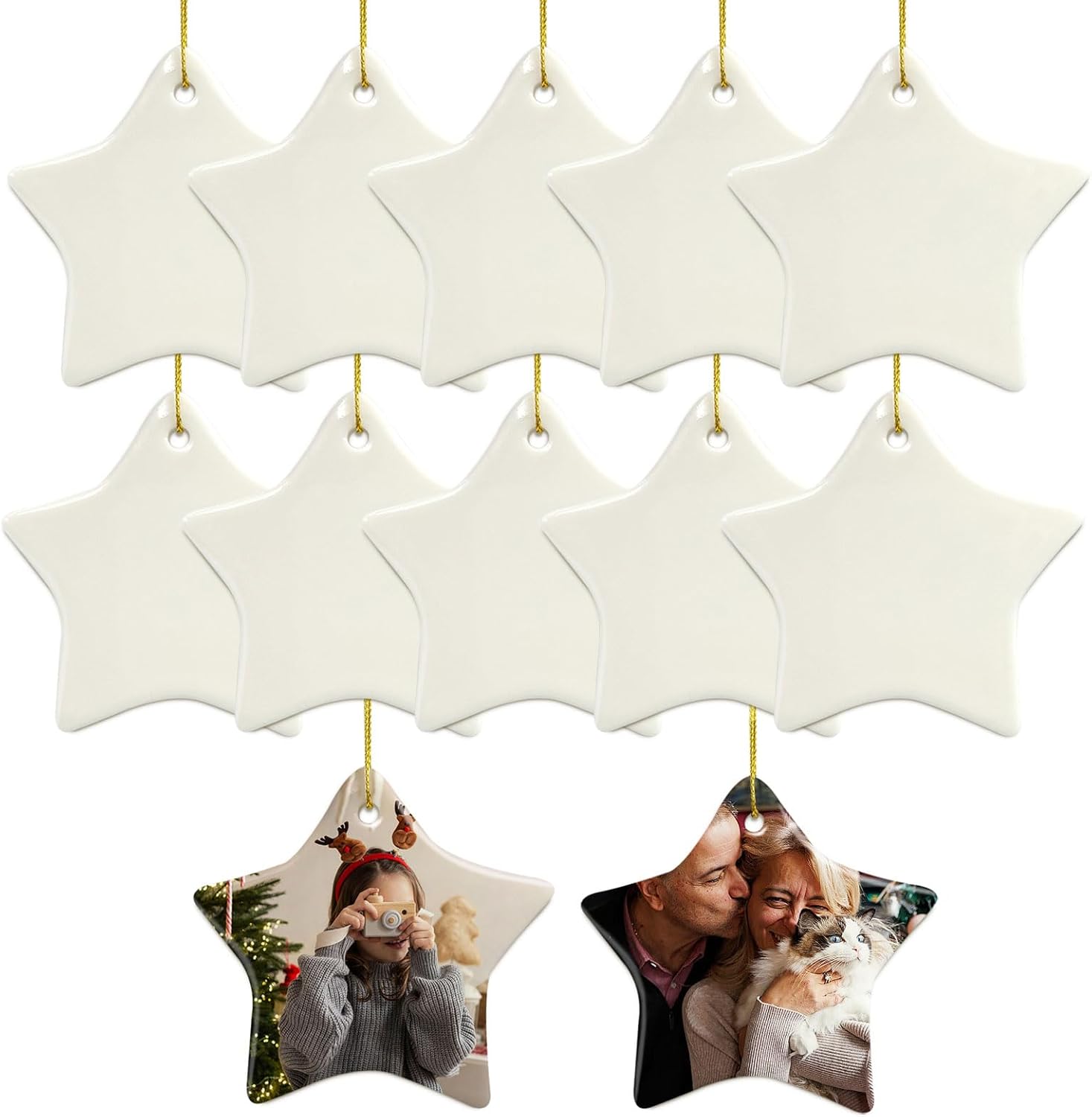 Sublimation Ornament Blanks Bulk, Sublimation Christmas Ornament Blanks Ceramic Sublimation Ornaments for Christmas Tree Decor Personalized Christmas Ornaments as Party Decorations Gifts for Women