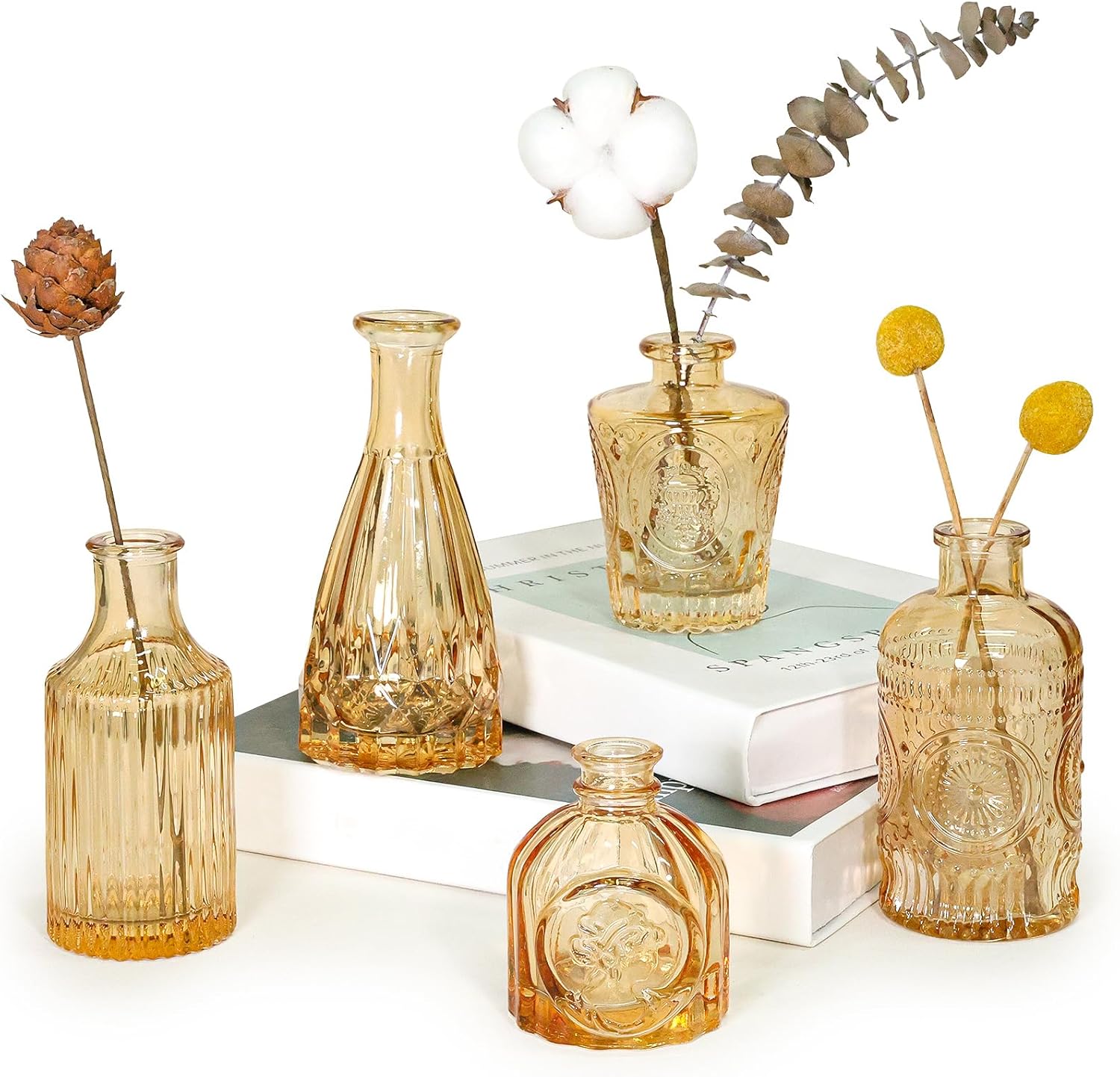 12pcs Glass Bud Vase Set, Small Clear Flower Vases for Centerpieces in Bulk, Mini Vintage Vase for Wedding, Home,Table Decoration