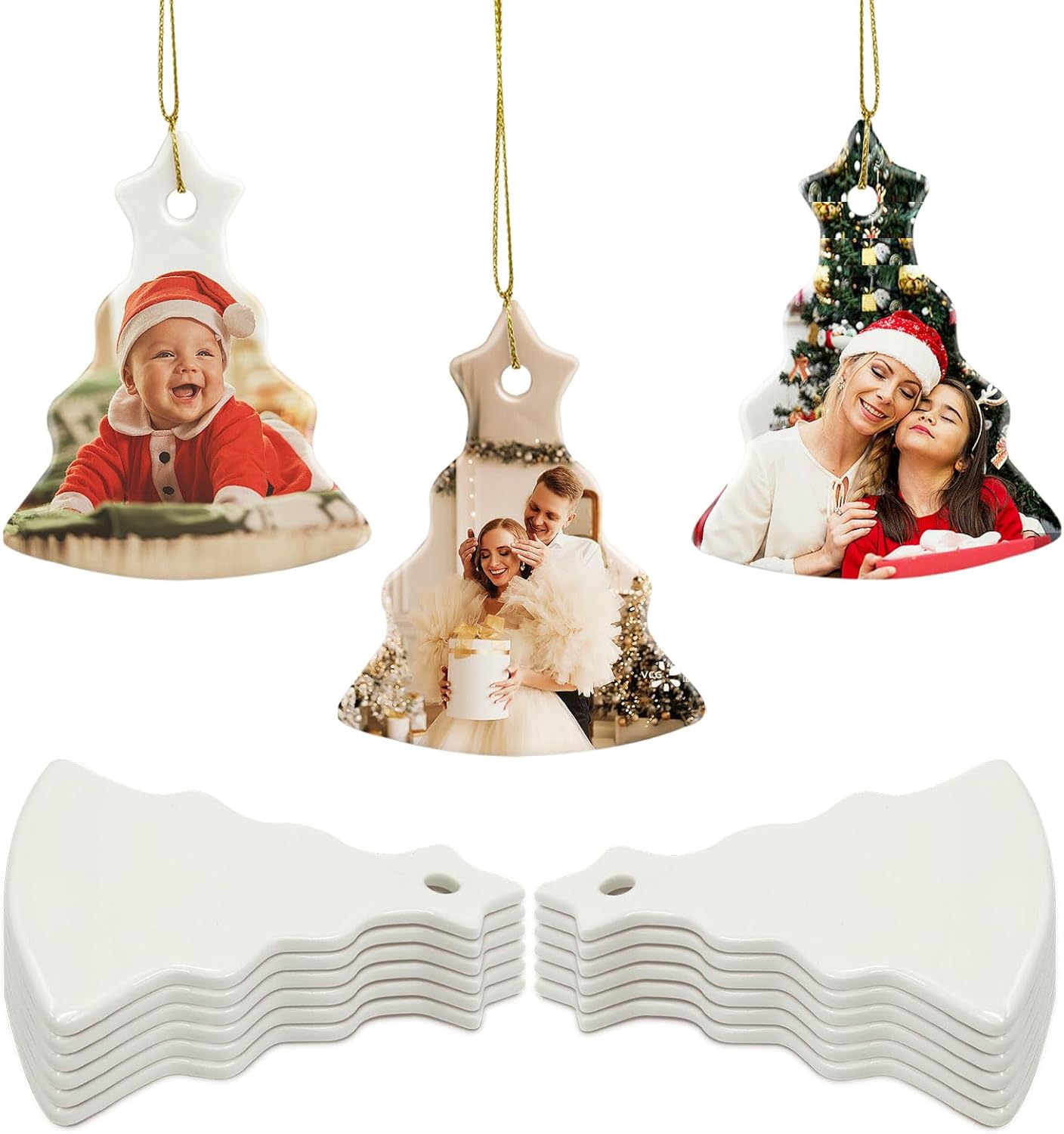 Sublimation Ornament Blanks Bulk, Sublimation Christmas Ornament Blanks Ceramic Sublimation Ornaments for Christmas Tree Decor Personalized Christmas Ornaments as Party Decorations Gifts for Women