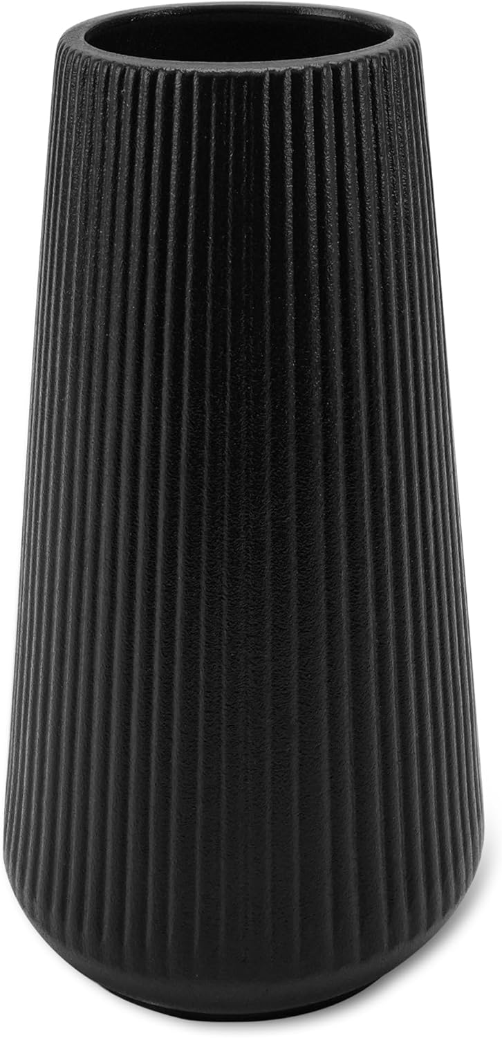 White Ceramic Vase, GUKJOB Small Cute Flower Vase for Pampas Grass, Home, Living Room, Dining Table, Farmhouse, Office Decor, Bedroom, Table, and Kitchen Shelf (White)