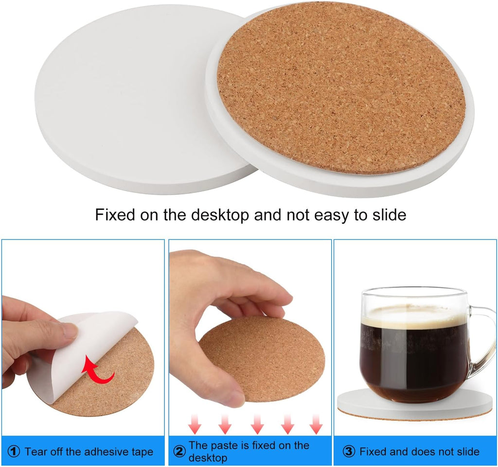 40 Pieces 4 Inch Round Blank Ceramic Coasters, Unglazed Ceramic Tiles Coasters, Ceramic Tiles with Cork Backing Pads for Painting, DIY Crafts, Mosaics, Circular, White.by GNIEMCKIN.