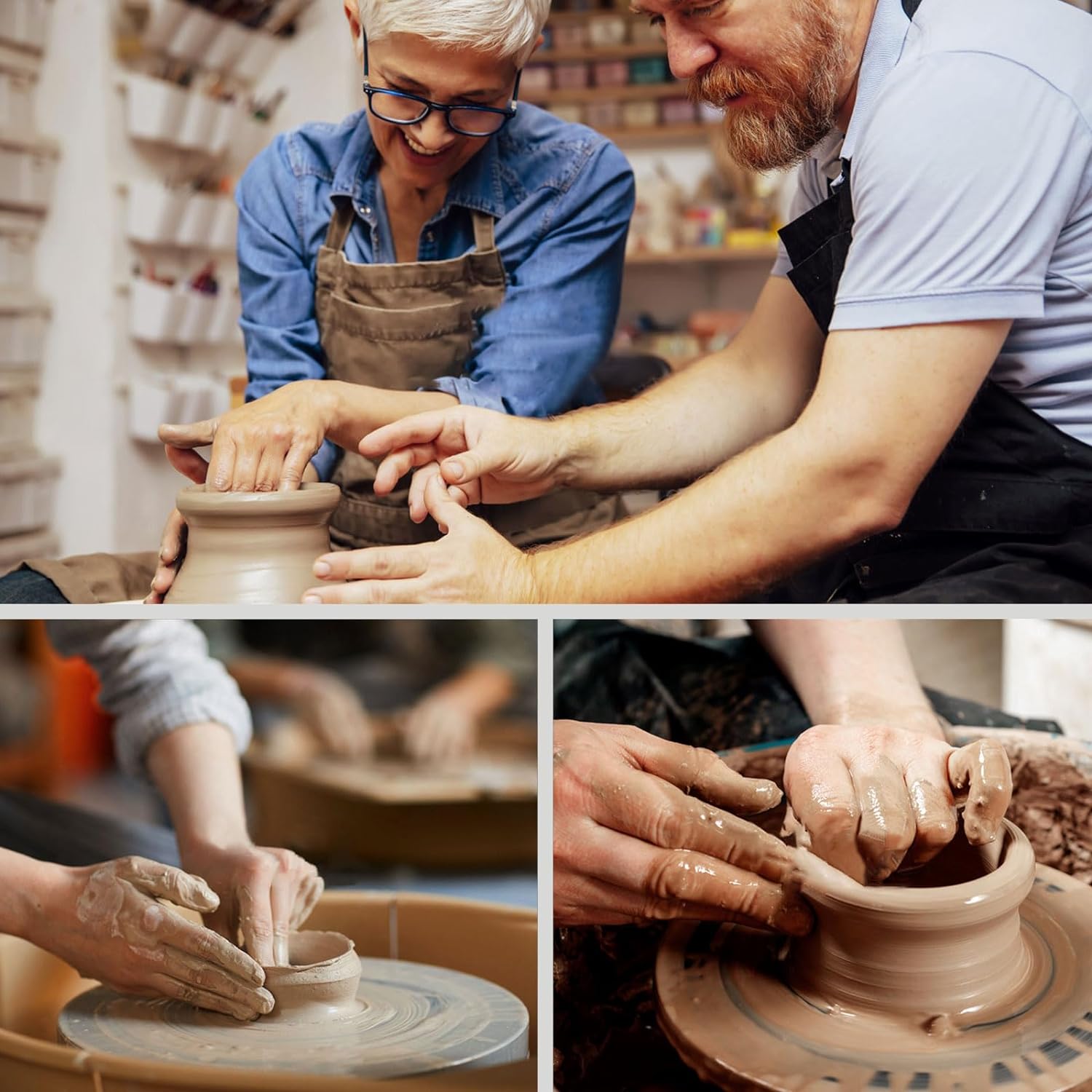 White Ceramic Vase, GUKJOB Small Cute Flower Vase for Pampas Grass, Home, Living Room, Dining Table, Farmhouse, Office Decor, Bedroom, Table, and Kitchen Shelf (White)