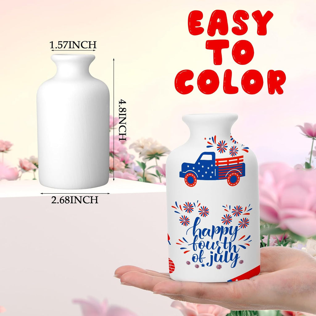 4 Set Paint Your Own Porcelain Paint Vase Art Project White Ceramic Painting Kit for Adults Porcelain Vase Decorating Kit with Art Supplies DIY(Classic)