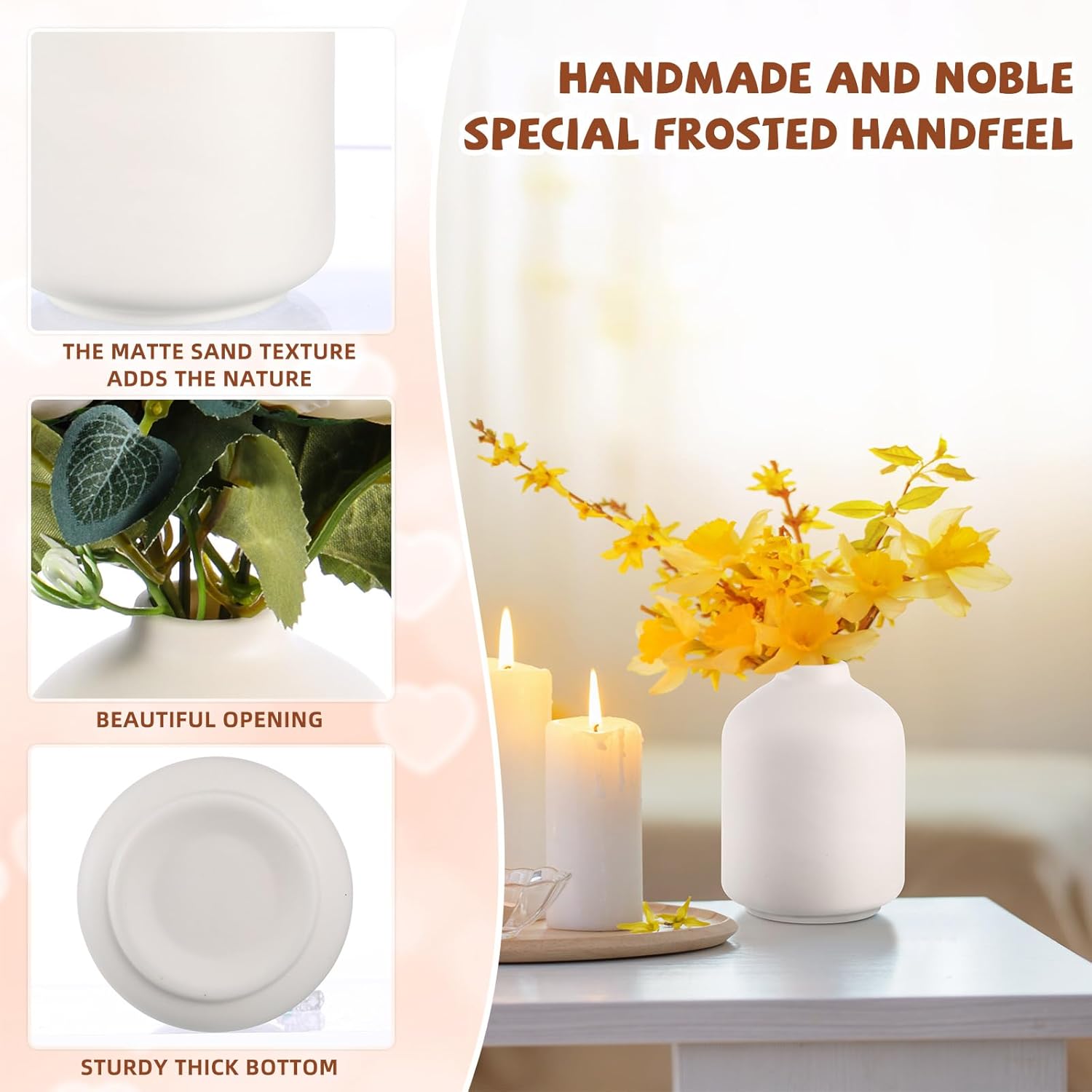 Tioncy 15 Set 3. 9"*2. 76" White Ceramic Bud Vases Bulk Boho Small Flower Wedding Centerpieces White Ceramic Vases for Dry Flowers Pampas Garss Home Valentines DIY Wedding Table Decor